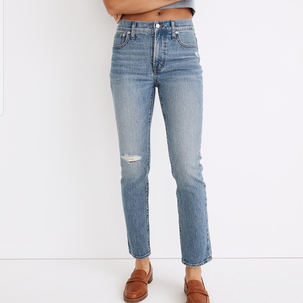 Madewell The Mid-Rise Perfect Vintage Jean  Ainsdale Wash: Knee-Rip Edition NWT